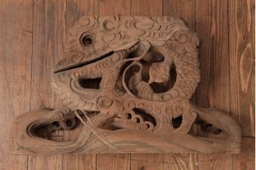 アンティーク雑貨　和製アンティーク　昭和期　龍雲作　双龍　迫力ある作りの雲水龍の蛙股(置き物、ディスプレイ)