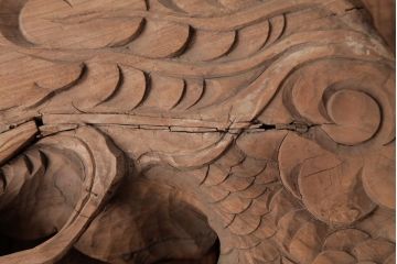 アンティーク雑貨　和製アンティーク　昭和期　龍雲作　双龍　迫力ある作りの雲水龍の蛙股(置き物、ディスプレイ)