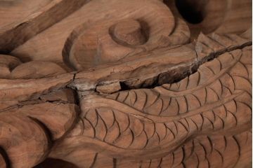 アンティーク雑貨　和製アンティーク　昭和期　龍雲作　双龍　迫力ある作りの雲水龍の蛙股(置き物、ディスプレイ)