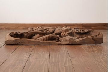 アンティーク雑貨　和製アンティーク　昭和期　龍雲作　双龍　迫力ある作りの雲水龍の蛙股(置き物、ディスプレイ)