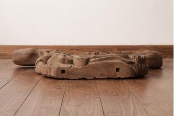 アンティーク雑貨　和製アンティーク　昭和期　龍雲作　双龍　迫力ある作りの雲水龍の蛙股(置き物、ディスプレイ)