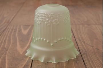 フランスアンティーク　淡いグリーンと花模様が可愛らしいペンダントライト(天井照明、吊り下げ照明)