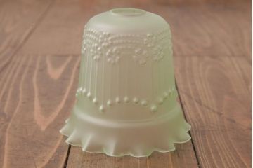 フランスアンティーク　淡いグリーンと花模様が可愛らしいペンダントライト(天井照明、吊り下げ照明)