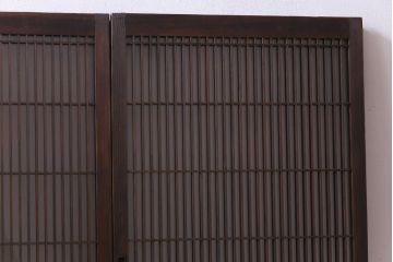 ラフジュ工房オリジナル　リメイク　すりガラス入り　使い勝手の良い3枚引き違い戸の収納棚(書院、組子、戸棚)