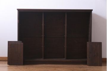 ラフジュ工房オリジナル　リメイク　すりガラス入り　使い勝手の良い3枚引き違い戸の収納棚(書院、組子、戸棚)