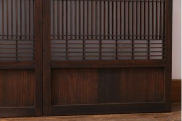 ラフジュ工房オリジナル　リメイク　すりガラス入り　使い勝手の良い3枚引き違い戸の収納棚(書院、組子、戸棚)