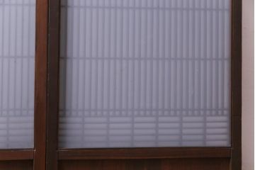 ラフジュ工房オリジナル　リメイク　すりガラス入り　使い勝手の良い3枚引き違い戸の収納棚(書院、組子、戸棚)