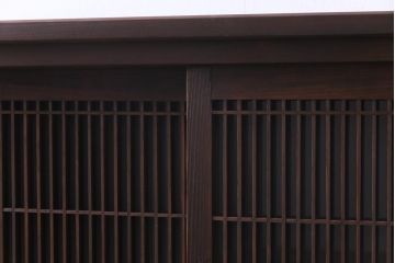 ラフジュ工房オリジナル　リメイク　すりガラス入り　使い勝手の良い3枚引き違い戸の収納棚(書院、組子、戸棚)