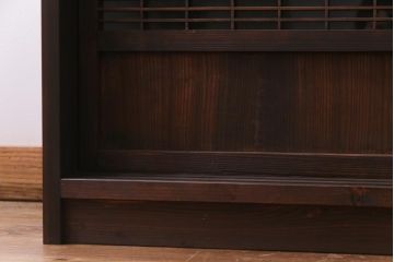 ラフジュ工房オリジナル　リメイク　すりガラス入り　使い勝手の良い3枚引き違い戸の収納棚(書院、組子、戸棚)