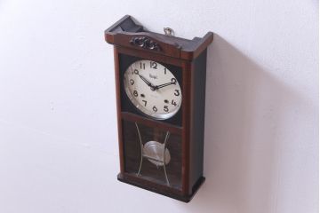 アンティーク雑貨　昭和レトロ　Meiji(明治時計社)　15DAY　ゼンマイ　手巻き式柱時計(振り子時計、掛け時計)