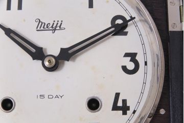 アンティーク雑貨　昭和レトロ　Meiji(明治時計社)　15DAY　ゼンマイ　手巻き式柱時計(振り子時計、掛け時計)
