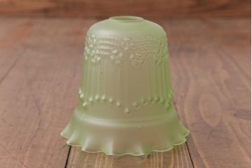 フランスアンティーク　淡いグリーンと花模様が可愛らしいペンダントライト(天井照明、吊り下げ照明)(1)