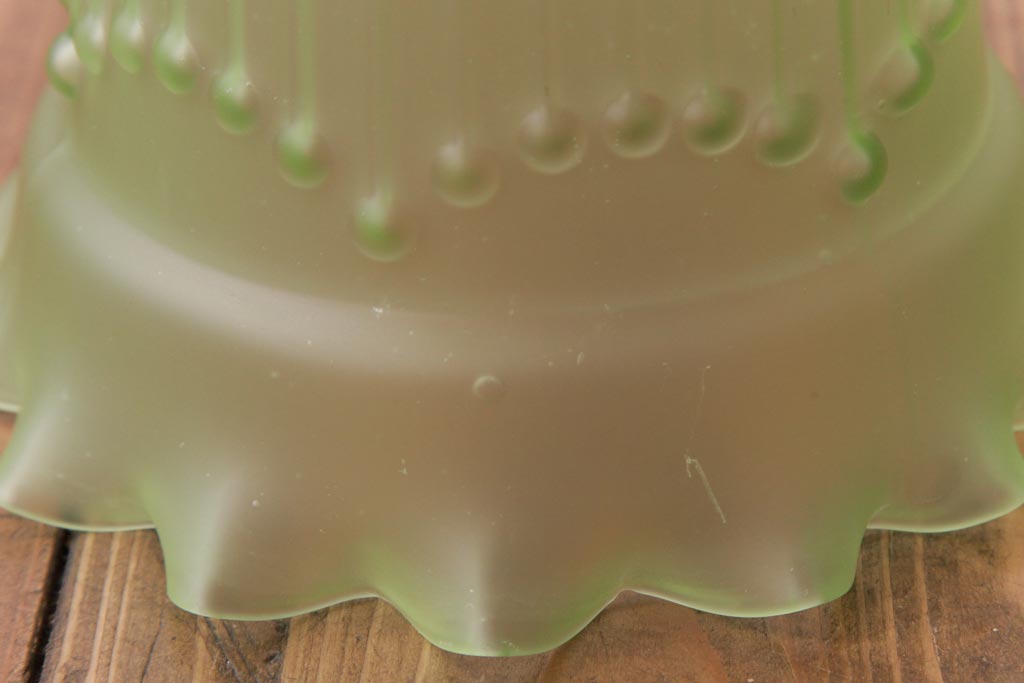 フランスアンティーク　淡いグリーンと花模様が可愛らしいペンダントライト(天井照明、吊り下げ照明)(1)