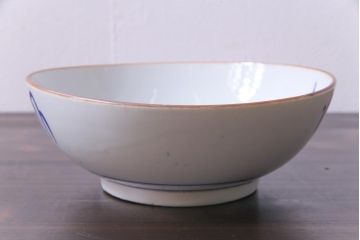 大正昭和初期　染付　蕪紋が味わいのある鉢(深皿)