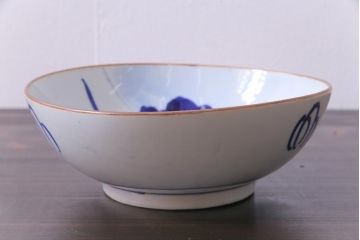 大正昭和初期　染付　蕪紋が味わいのある鉢(深皿)