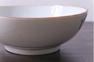 大正昭和初期　染付　蕪紋が味わいのある鉢(深皿)