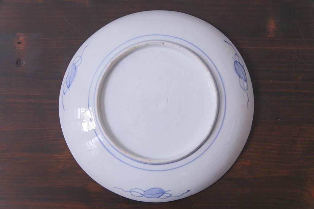 古民具・骨董　幕末明治期　山水図　色絵染付皿2枚セット(7寸皿、中皿)(1)