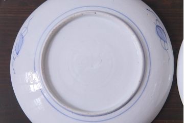 古民具・骨董　幕末明治期　山水図　色絵染付皿2枚セット(7寸皿、中皿)(1)