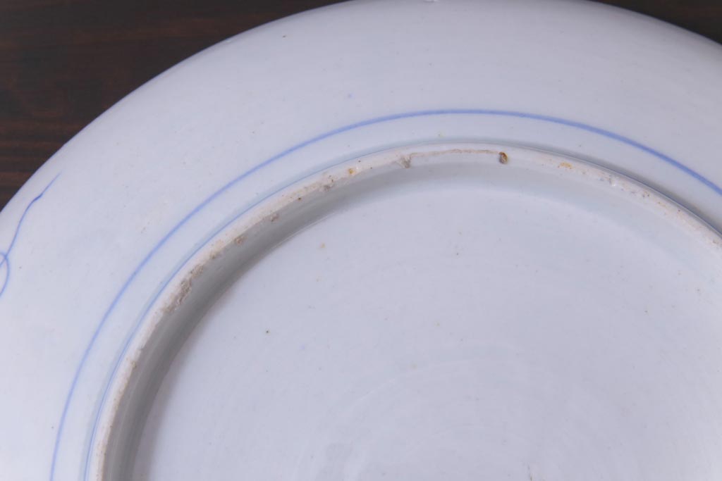 古民具・骨董　幕末明治期　山水図　色絵染付皿2枚セット(7寸皿、中皿)(1)