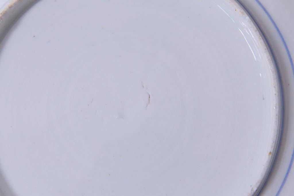 古民具・骨董　幕末明治期　山水図　色絵染付皿2枚セット(7寸皿、中皿)(1)