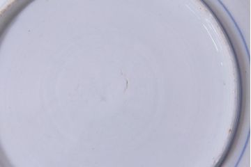 古民具・骨董　幕末明治期　山水図　色絵染付皿2枚セット(7寸皿、中皿)(1)