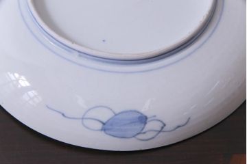 古民具・骨董　幕末明治期　山水図　色絵染付皿2枚セット(7寸皿、中皿)(1)