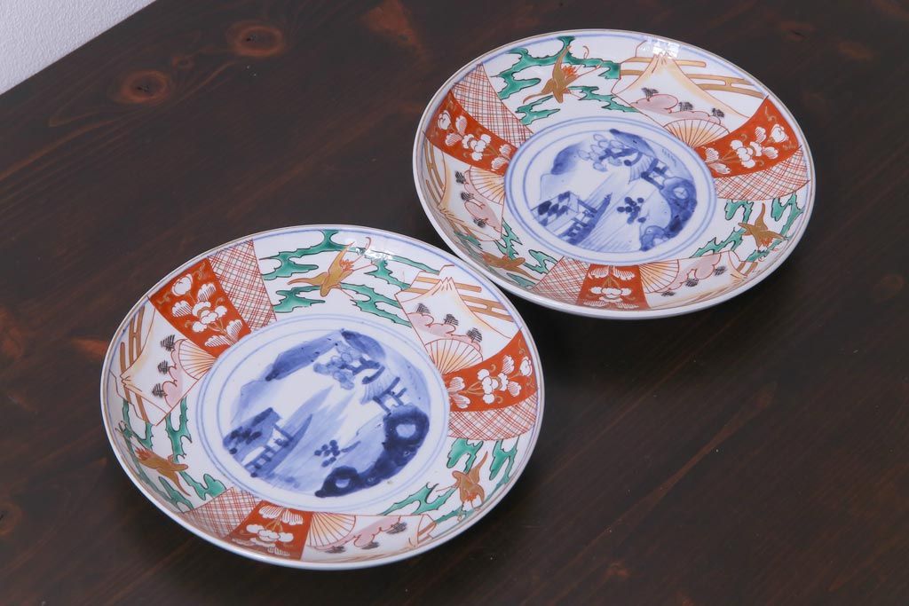 789『染付 花 山水 舟形皿』　/骨董品 古美術 古玩 アンティーク 789『染付 花 山水 舟形皿』 /骨董品 古美術 古玩 アンティーク