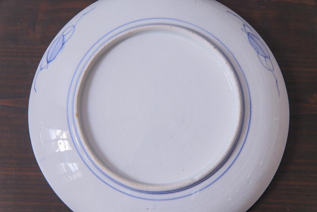 古民具・骨董　幕末明治期　山水図　色絵染付皿2枚セット(7寸皿、中皿)(2)