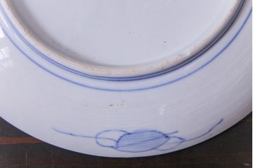 古民具・骨董　幕末明治期　山水図　色絵染付皿2枚セット(7寸皿、中皿)(2)