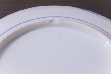 古民具・骨董　幕末明治期　山水図　色絵染付皿2枚セット(7寸皿、中皿)(2)