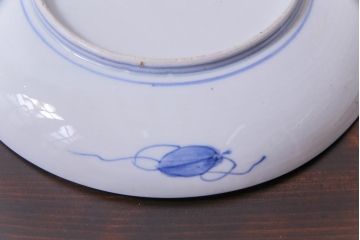 古民具・骨董　幕末明治期　山水図　色絵染付皿2枚セット(7寸皿、中皿)(2)