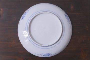 古民具・骨董　幕末明治期　山水図　色絵染付皿2枚セット(7寸皿、中皿)(3)