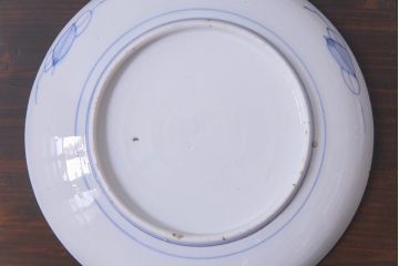 古民具・骨董　幕末明治期　山水図　色絵染付皿2枚セット(7寸皿、中皿)(3)