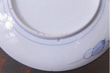 古民具・骨董　幕末明治期　山水図　色絵染付皿2枚セット(7寸皿、中皿)(3)