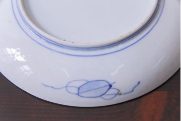 古民具・骨董　幕末明治期　山水図　色絵染付皿2枚セット(7寸皿、中皿)(3)