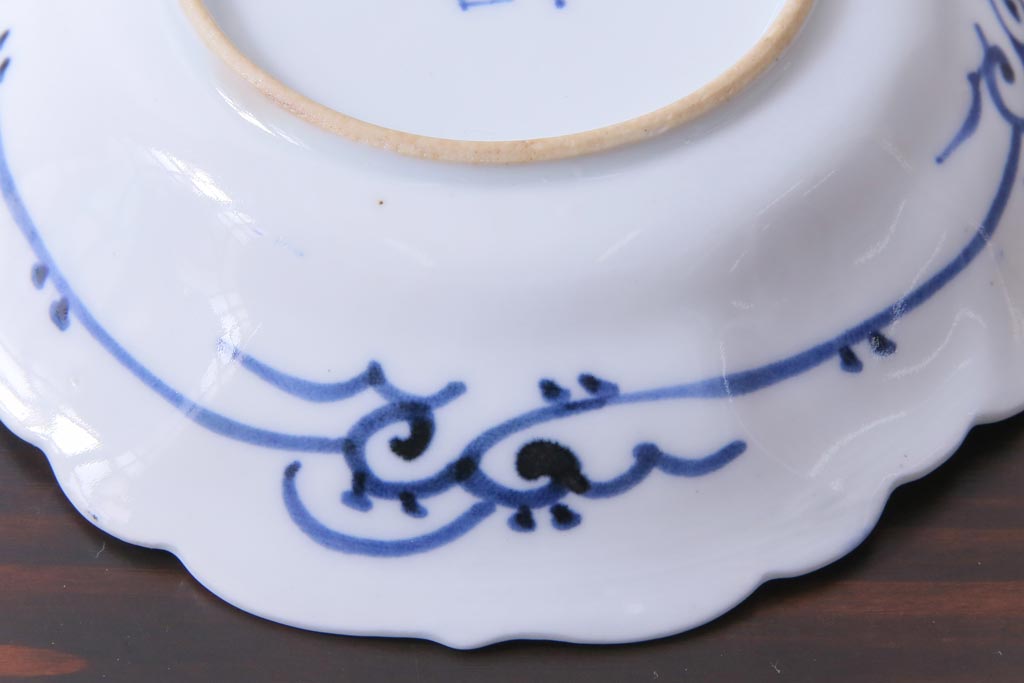 幕末期　福寿紋　山水図　染付小皿3枚セット(和食器)