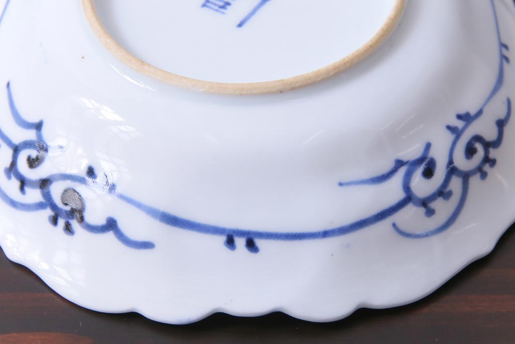 幕末期　福寿紋　山水図　染付小皿3枚セット(和食器)