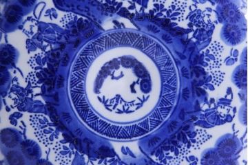 明治期　ベロ藍　紺青色が目を引く唐子文様の印判皿(中皿)(2)