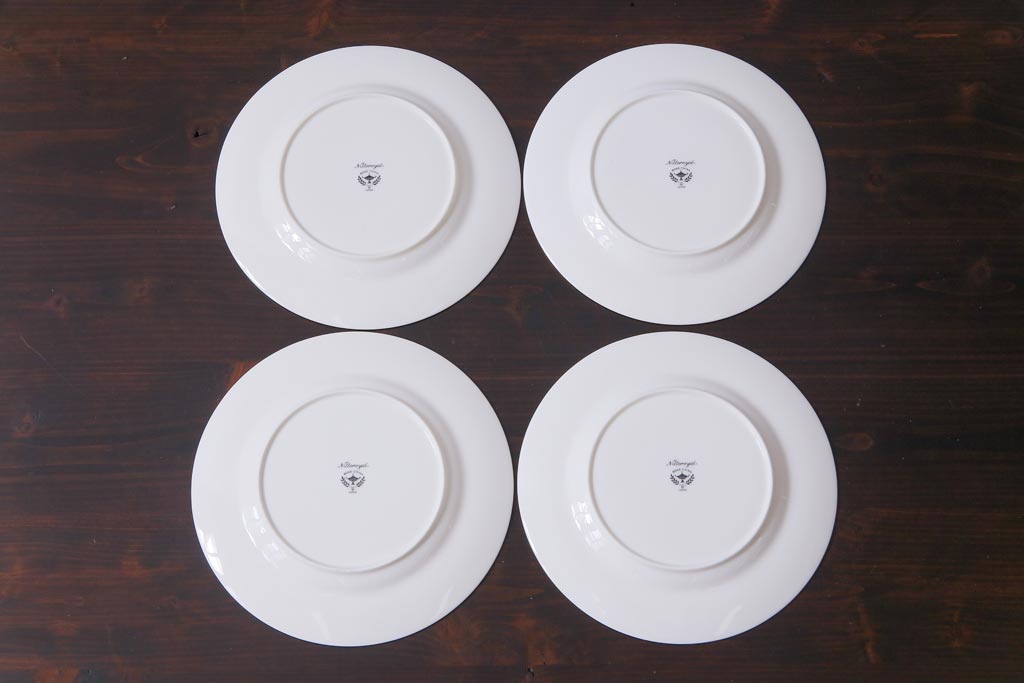 中古　ノリタケ(Noritake)　ブルーヒル(廃盤)　淡いブルーの花柄が可憐な中皿4枚セット(プレート、洋食器)