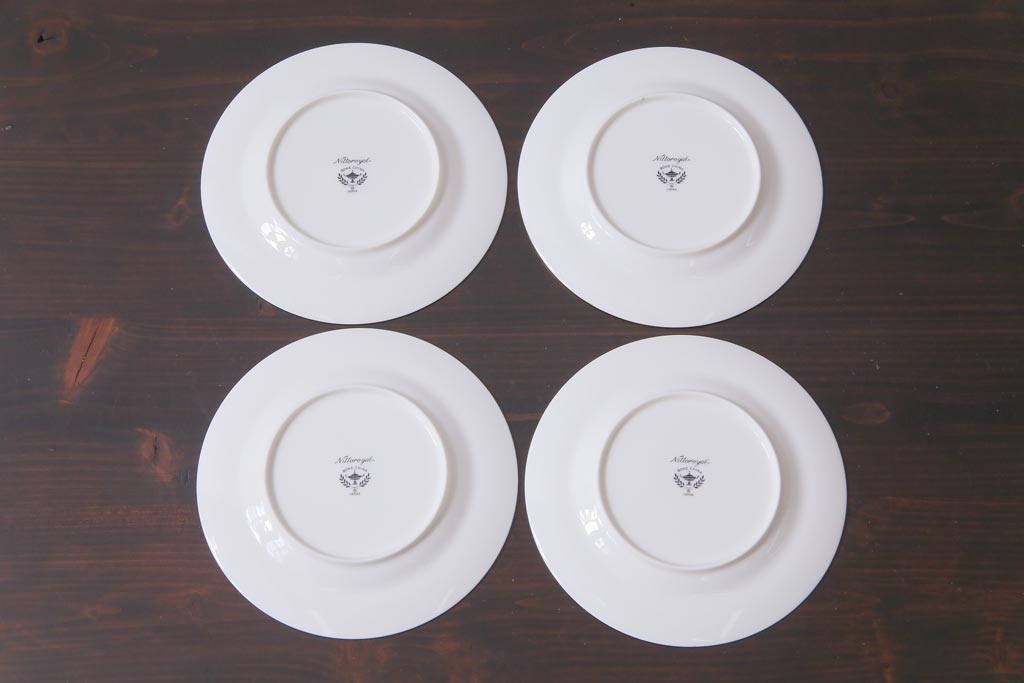 中古　ノリタケ(Noritake)　ブルーヒル(廃盤)　淡いブルーの花柄が可憐な小皿4枚セット(プレート、洋食器)