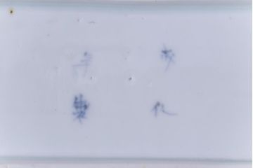 古民具・骨董　江戸期　微塵唐草　小振りのサイズが珍しい染付皿(長皿、深皿)