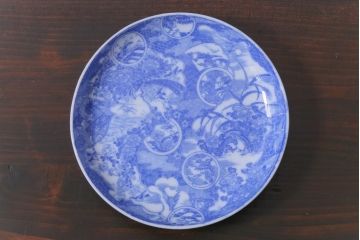 和製アンティーク　花鳥図　繊細な模様が魅力の印判皿3枚セット(小皿)