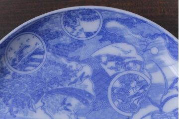 和製アンティーク　花鳥図　繊細な模様が魅力の印判皿3枚セット(小皿)