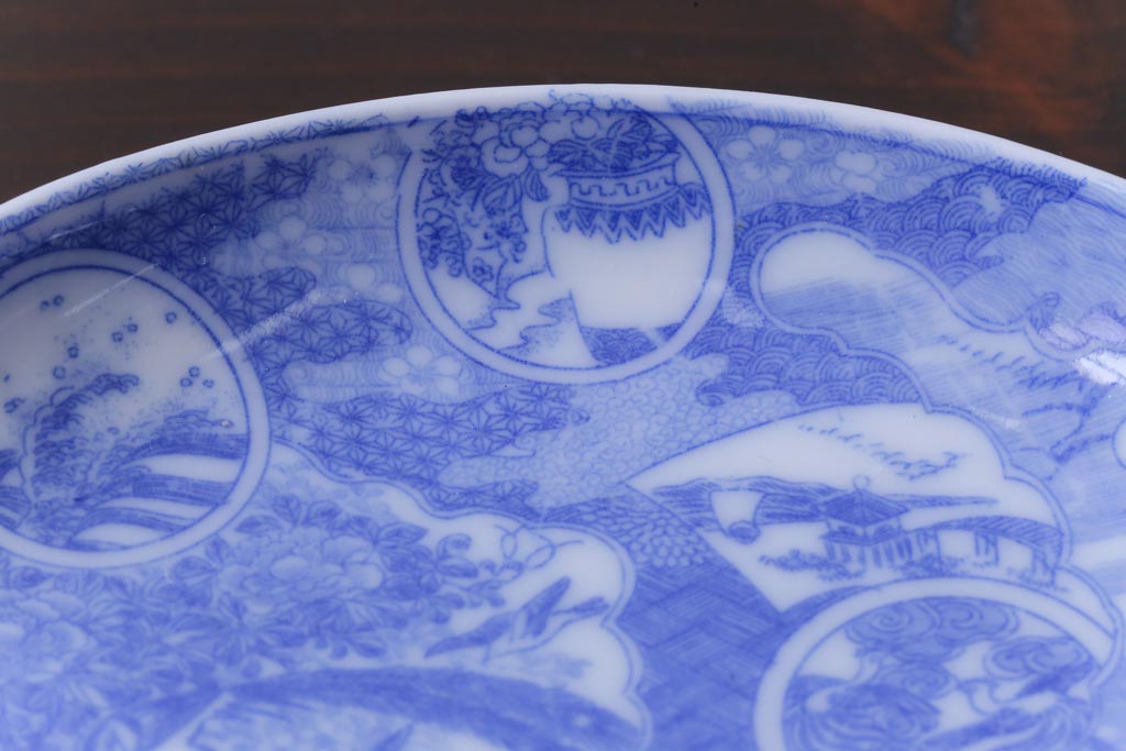 和製アンティーク　花鳥図　繊細な模様が魅力の印判皿3枚セット(小皿)