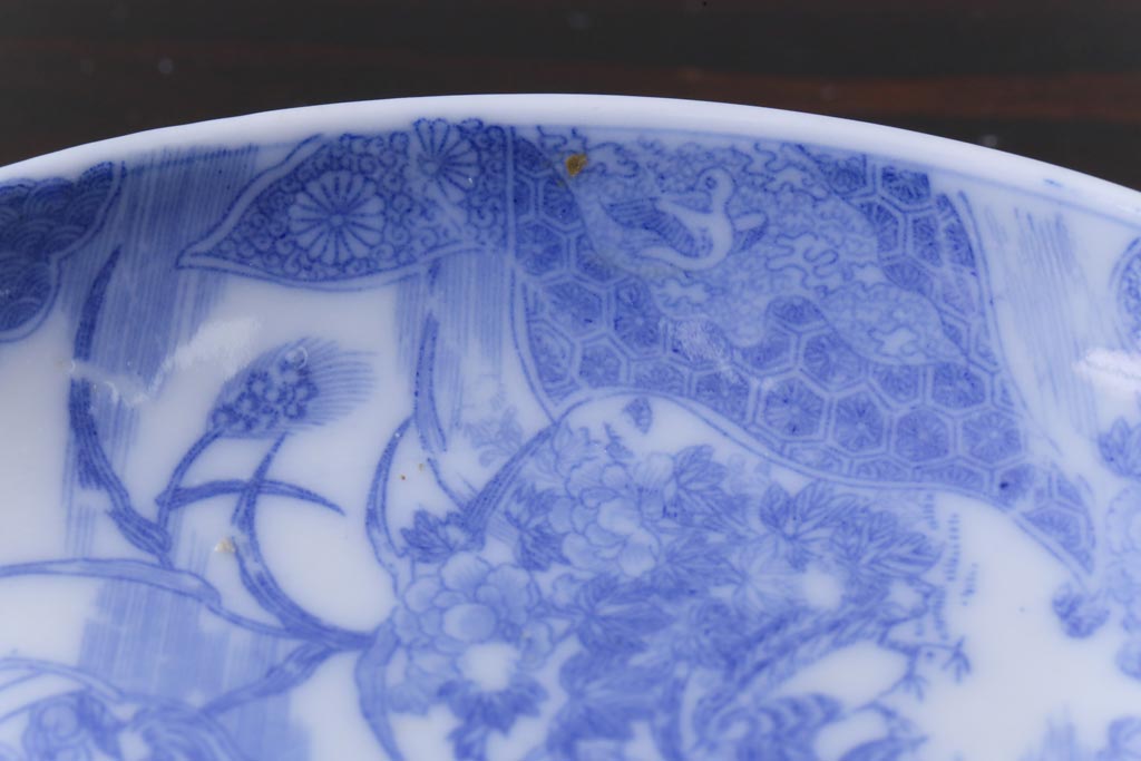 和製アンティーク　花鳥図　繊細な模様が魅力の印判皿3枚セット(小皿)