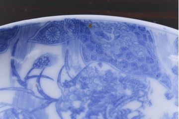 和製アンティーク　花鳥図　繊細な模様が魅力の印判皿3枚セット(小皿)