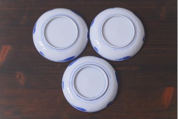 和製アンティーク　花鳥図　繊細な模様が魅力の印判皿3枚セット(小皿)
