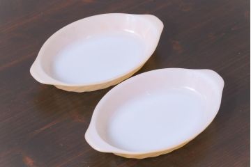 ビンテージ　ファイヤーキング(FireKing)　コッパーティント　グラタン皿2枚セット(1)