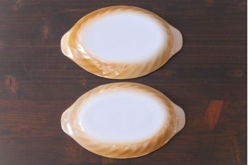 ビンテージ　ファイヤーキング(FireKing)　コッパーティント　グラタン皿2枚セット(1)