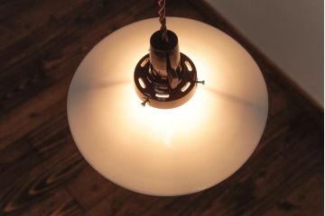 昭和レトロ　戦前　昔懐かしいデザインの平笠シェード(吊り下げ照明、天井照明、ペンダントライト)(3)